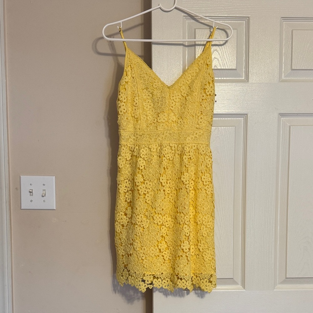 Yellow Lace Smock Sleeveless Dress
